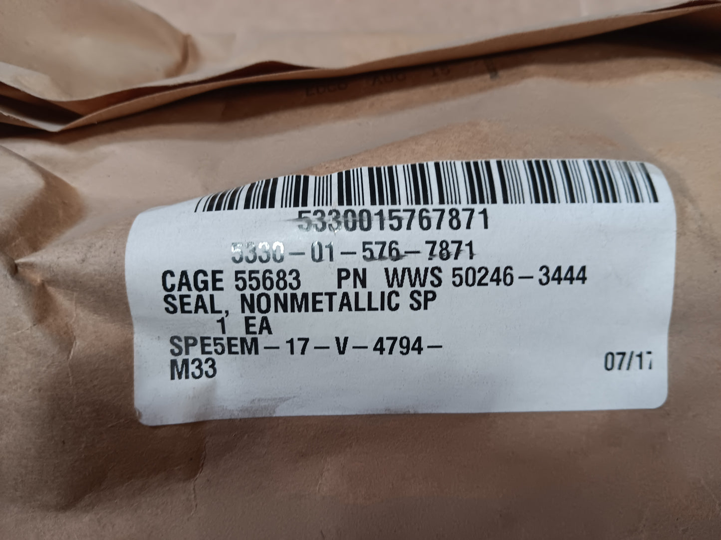 NSN 5330-01-576-7871 Nonmetallic Seal P/N WWS 50246-3444 New Surplus