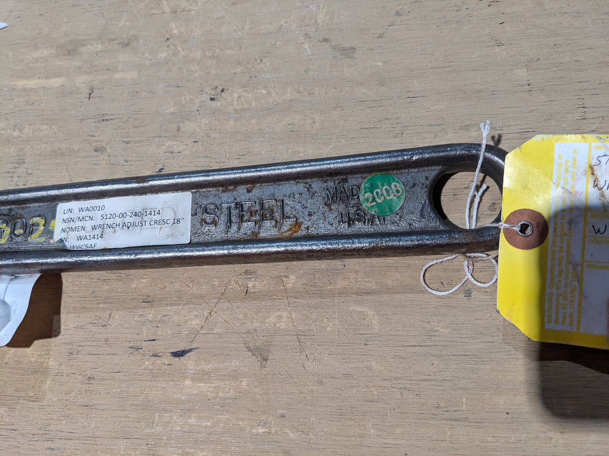 General Services Administration AC218VS Adjustable Wrench - NSN 5120-00-240-1414 - inventory label
