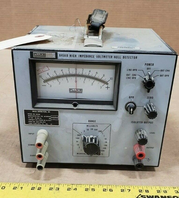 VINTAGE FLUKE 845AB HIGH IMPEDENCE VOLTMETER NULL DETECTOR 6625-00-226-3718