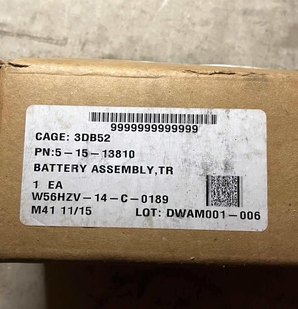 EDGEWOOD 5-15-13810 TRAINING BATTERY PACK ASSEMBLY EA-PRF-2073 6910-01-333-3631