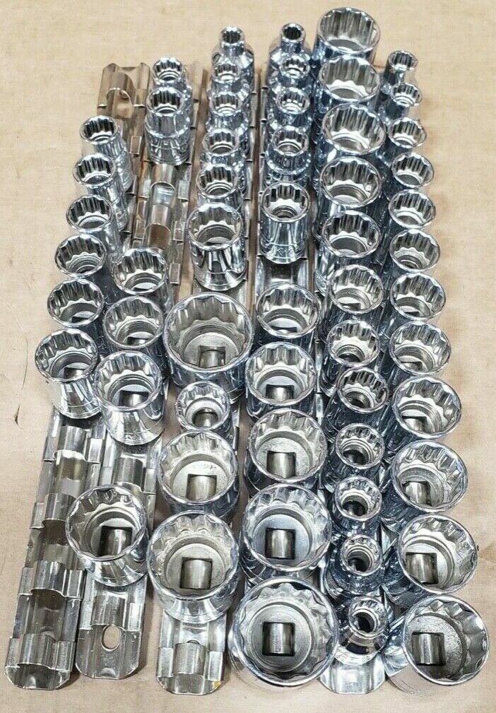 Lot of 56 sockets for socket wrenches (various sizes)