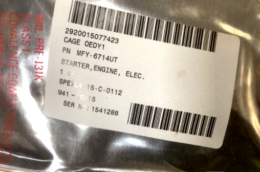 HMMWV M998 STARTER 6.2 HUMMER HUMVEE 24 Volt Z.6711UT 2920-01-507-7423