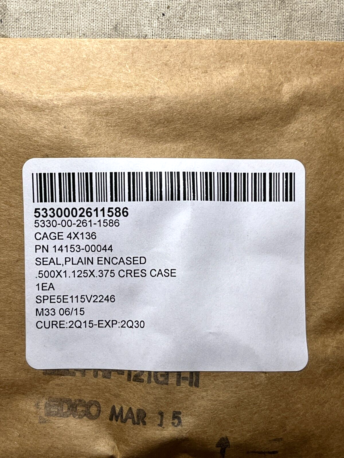 FORRESTAL CLASS CVN 11216M1 PLAIN ENCASED SEAL 00044 5330-00-261-1586 NOS