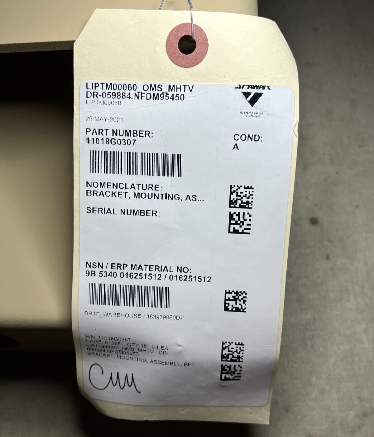 MILITARY MRAP-COUGAR CAT1 A1 MOUNTING BRACKET ASSY 11018G0307 5340-01-625-1512
