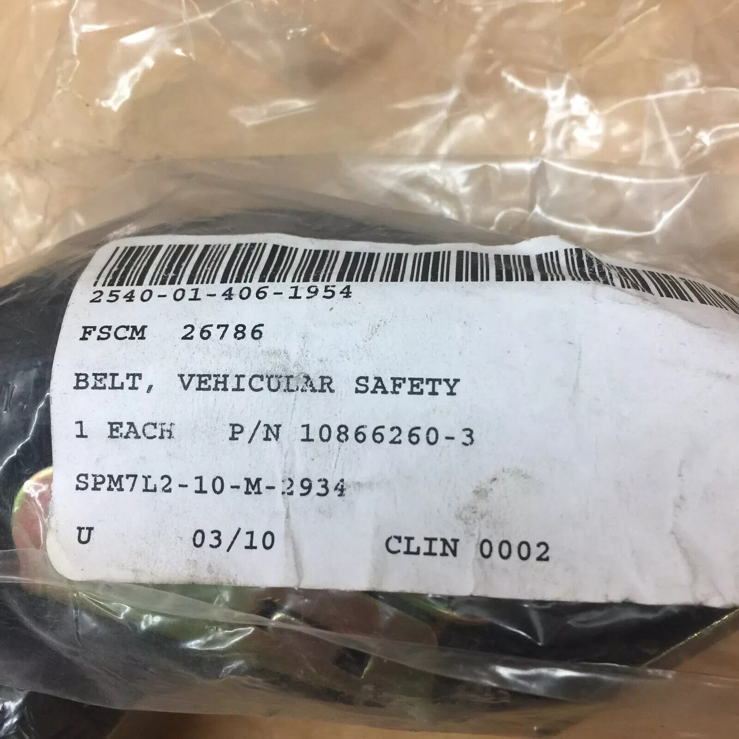 BFVS A4 A3 10866260-3 2-1/2" X 64-1/2 VEHICULAR LAP SAFETY BELT 2540-01-406-1954