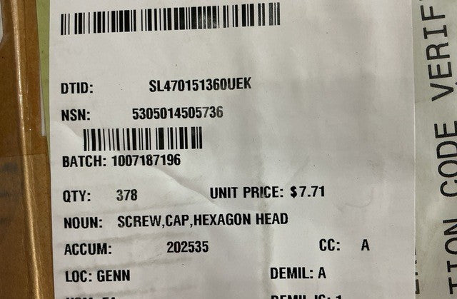 Head Cap Screw 23518404 NSN 5305-01-450-5736 - photo 5