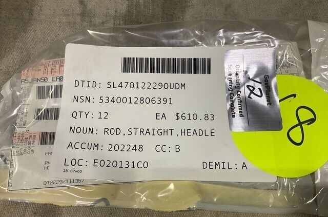 KOEHRING 709 1422 HEADLESS STRAIGHT ROD FITS CRANE 7 1/2-TON 5340-01-280-6391