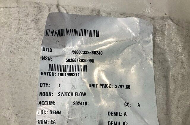 OLIVER PERRY CLASS GEMS SENSORS IC/FS-100-V-10GPM FLOW SWITCH 5930-01-282-0000