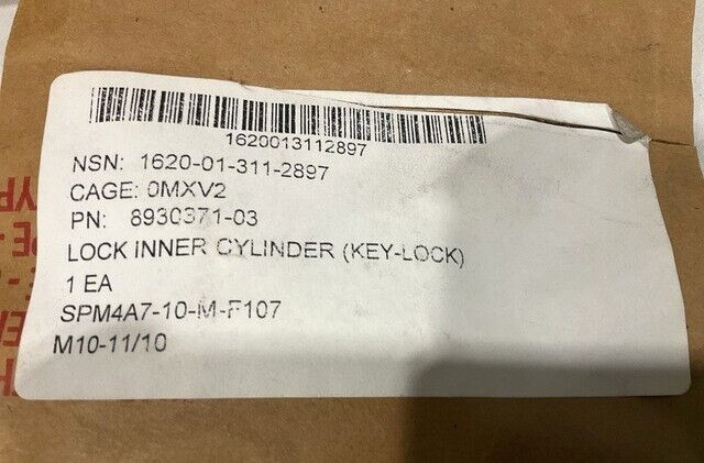 AIRCRAFT GALAXY C5A/B MIDWEST 8930371-03 CYLINDER INNER LOCK 1620-01-311-289