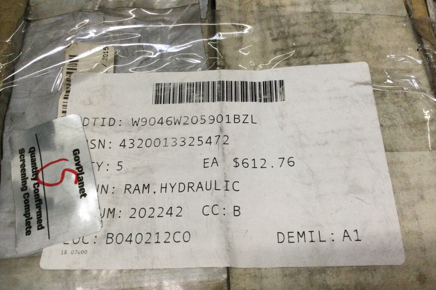 HELICOPTER UH-1 IROQUOIS OH-58D 46798 HYDRAULIC RAM 1730-EG-119 4320-01-332-5472