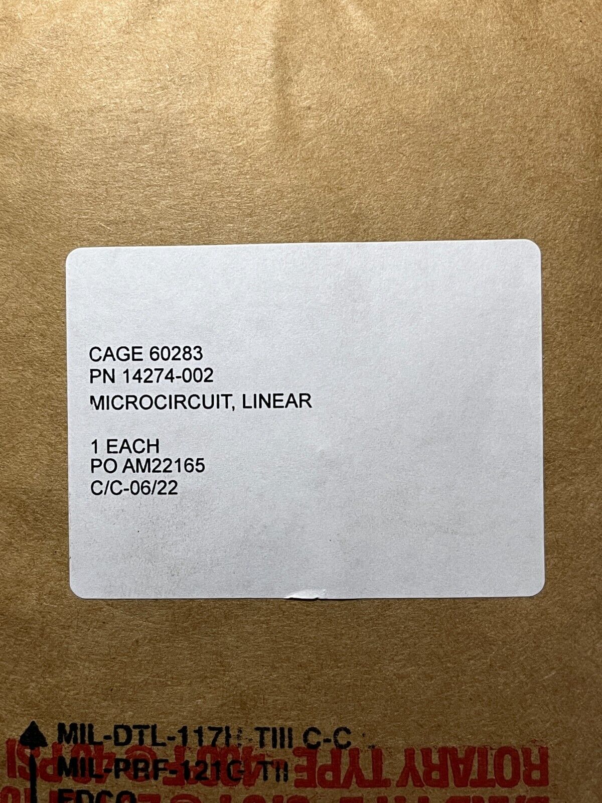 NEW LINEAR MICROCIRCUIT INTEGRATED CIRCUIT 14274-002 5962-01-056-0787 USA