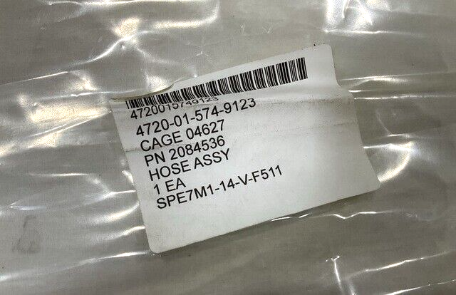 USGI MILITARY NACCO 2084536 NONMETALLIC HOSE ASSEMBLY 4720-01-574-9123 USA