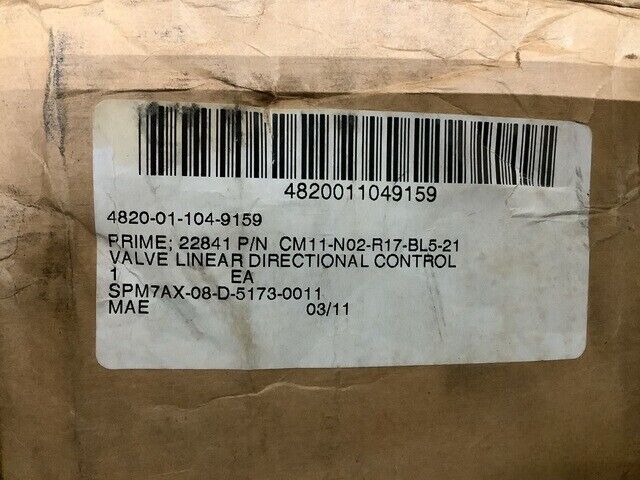 M939 EATON CM11-N02-R17-BL5-21 DIRECTIONAL CONTROL LINEAR VALVE 4820-01-104-9159