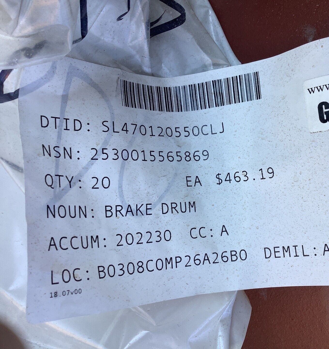 MILITARY MRAP MAXXPRO CAT I BRAKE DRUM 3219N5786 2530-01-556-5869