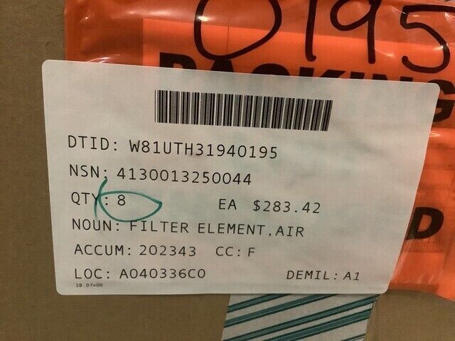 AN/TPQ-37 SUPREME SUPPLY 4708-3 AIR CONDITIONING FILTER ELEMENT 4130-01-325-0044