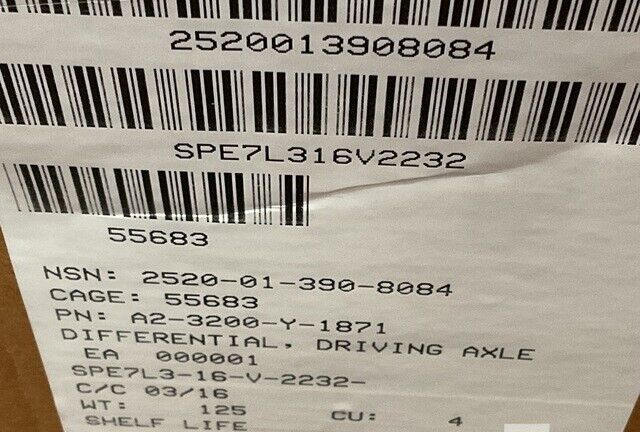 FMTV MRAP HIMARS DRIVING AXLE DIFFERENTIAL A2-3200-Y-1871 2520-01-390-8084