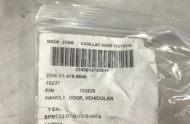 M1117 ARMORED SECURITY VEHICLE 132835 VEHICULAR DOOR HANDLE 2540-01-478-0649