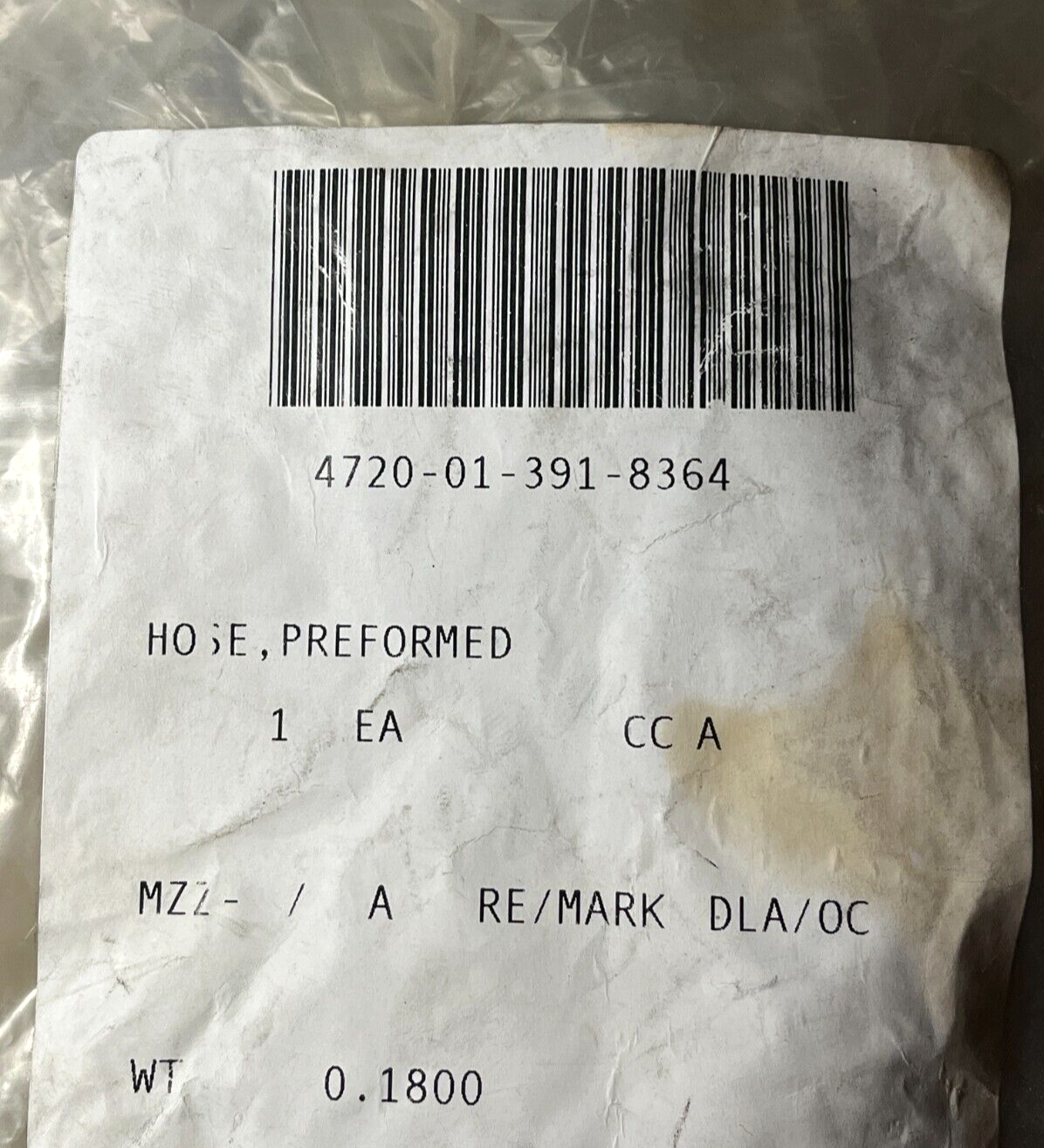 DIESEL ENGINE MODEL D850 KUBOTA 19269-7294-0 PREFORMED HOSE 4720-01-391-8364