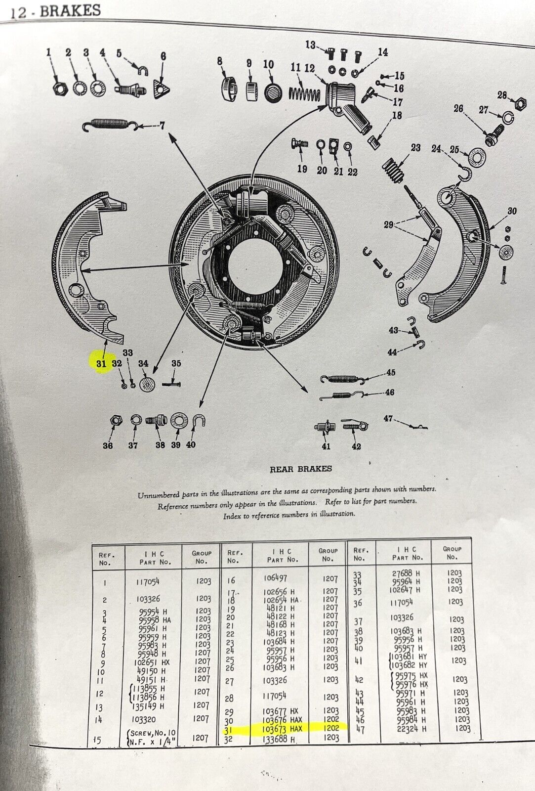 NAVISTAR JOHN DEERE WAGNER BRAKE SHOE FE-1420 103673 HAX 103673H
