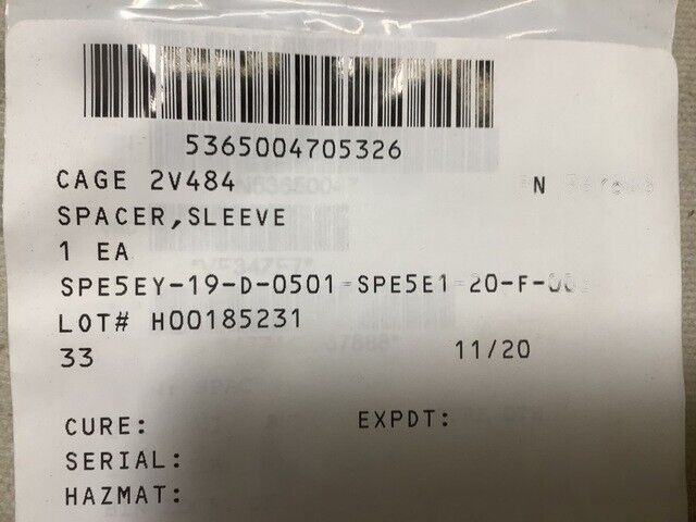 (3) Solid Plain Sleeve Spacer 0.36" L P/N 567888 NSN 5365-00-470-5326