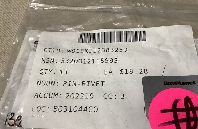SPS HLM29-06-15 PIN-RIVET FITS HELICOPTER, APACHE AH-64 5320-01-211-595