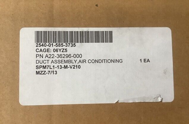 MILITARY M-915, M-916A1 TRUCK AIR DUCT ASSEMBLY A22-36296-000 2540-01-585-3735