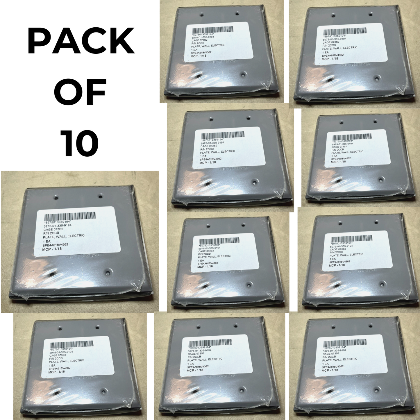 10 PACK RED DOT 2CCB BLANK WEATHERPROOF RECEPTACLE COVER 5175-0 5975-01-335-9194