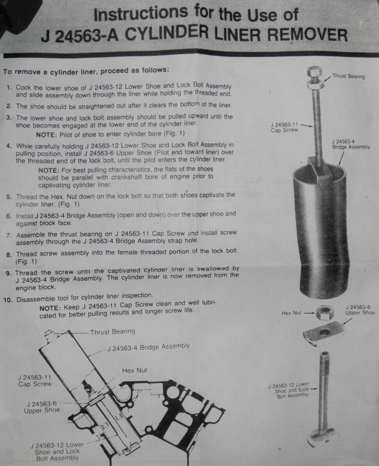 DETROIT DIESEL CYLINDER LINER REMOVER J-24563-A J24563A 2AH788 4910-01-158-3982