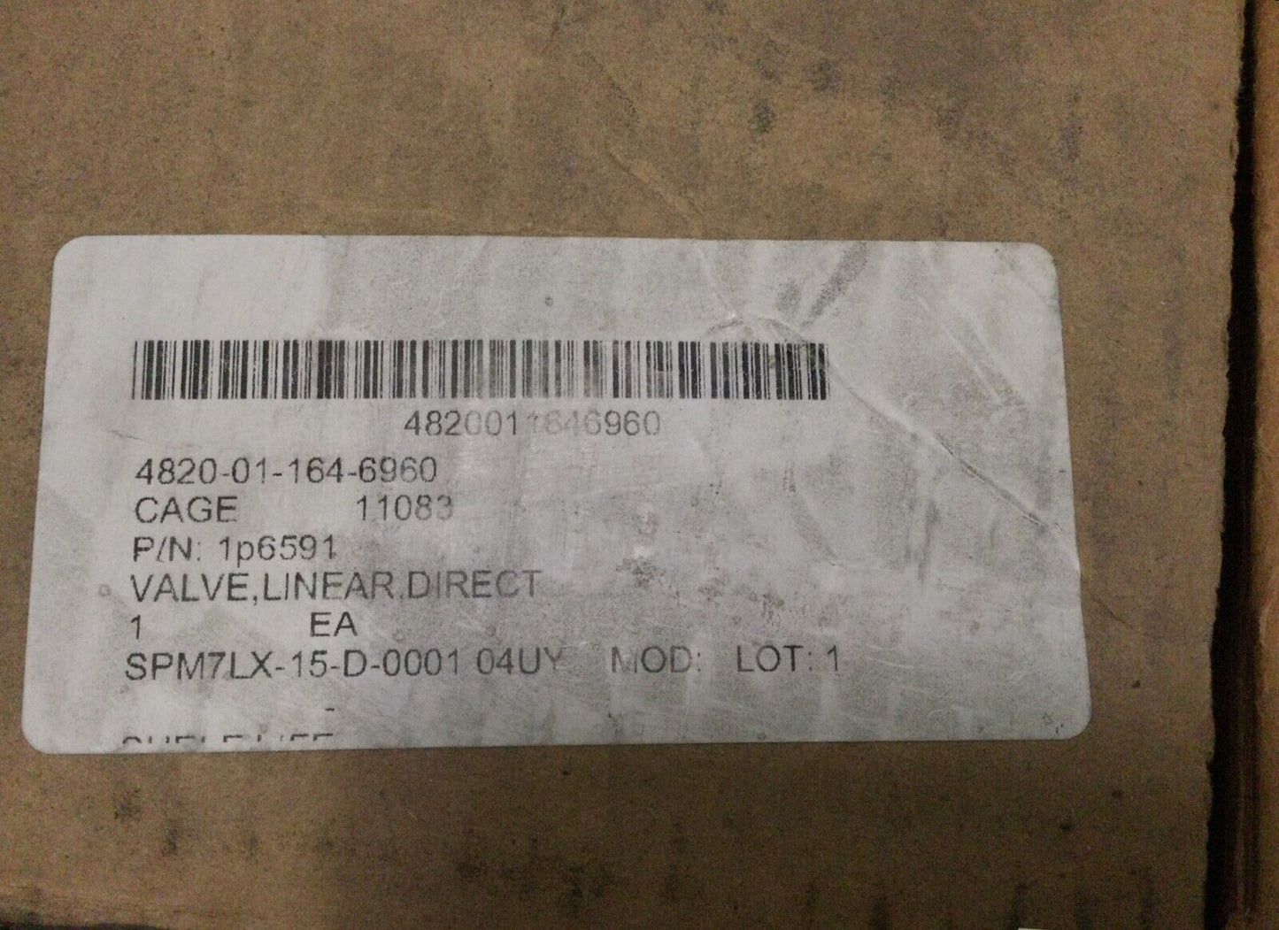 CATERPILLAR HYDRAULIC LINEAR VALVE, DIRECTIONAL CONTROL 1P6591 4820-01-164-6960