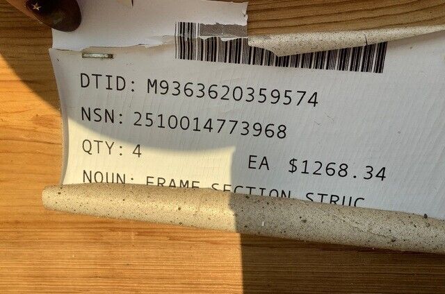 HMMWV HUMVEE M998 RAIL CHASSIS FRAME RAIL RIGHT HAND HUMMER 12338247