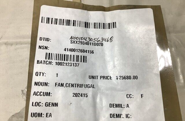 IMC MAGNETICS BT3830B-24 115V CENTRIFUGAL BLOWER FAN ASSEMBLY 4140-01-260-4156