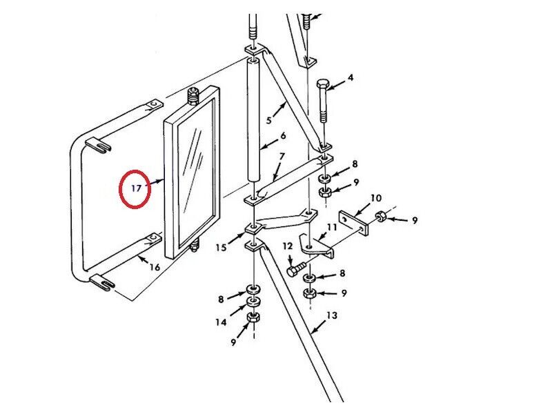M939 SERIES 5-TON TRUCK MS53015-2 REARVIEW MIRROR ASSY 1549159 2540-00-788-5637