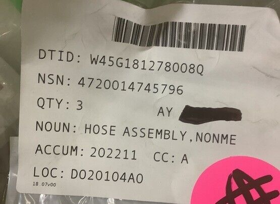 GENUINE JOHN DEERE 4373979 230LCRD EXCAVATOR HOSE ASSEMBLY 4720-01-474-5796