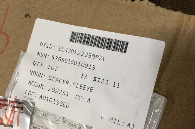 LVSR CARGO TRUCK OSHKOSH 18KP890 SLEEVE SPACER 0238040426-00 5365-01-601-0913