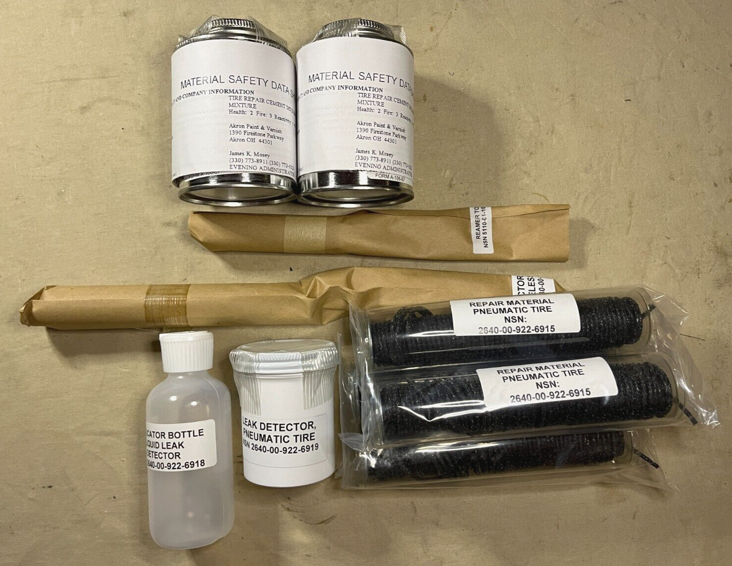 TUBELESS PNEUMATIC T1 TIRE PUNCTURE REPAIR KIT M100 3R7644 2640-00-922-6921