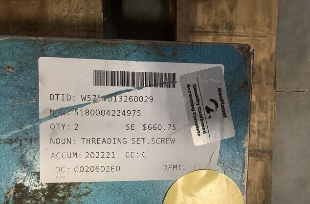 ASME B94.9 SCREW THREADING SET TAP & DIE SET 1/4-28 THRU 1"-14, 6 &7 TAP WRENCH