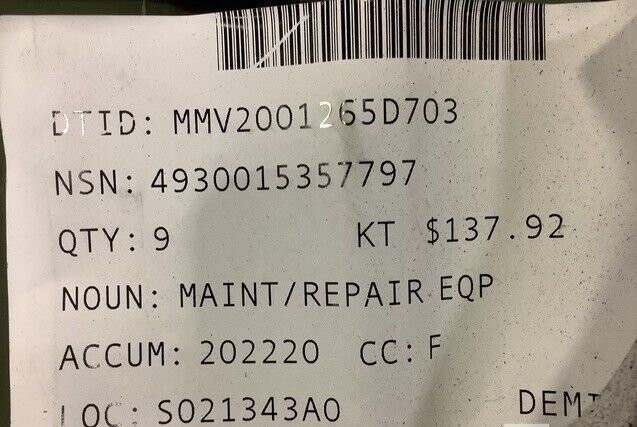 MTVR MK23 BRACKET SUPPORT BRACKET HARD TOP 4930-01-535-7797