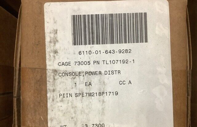 BATLITE TL107192-1 110/240V POWER DISTRIBUTION CONSOLE SWITCHE 6110-01-643-9282