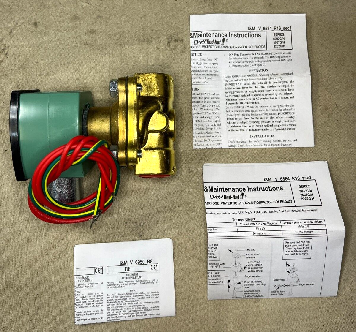 ASCO REDHAT 8210G034V-24DC GENERAL PURPOSE SOLENOID VALVE 4810-01-643-8434