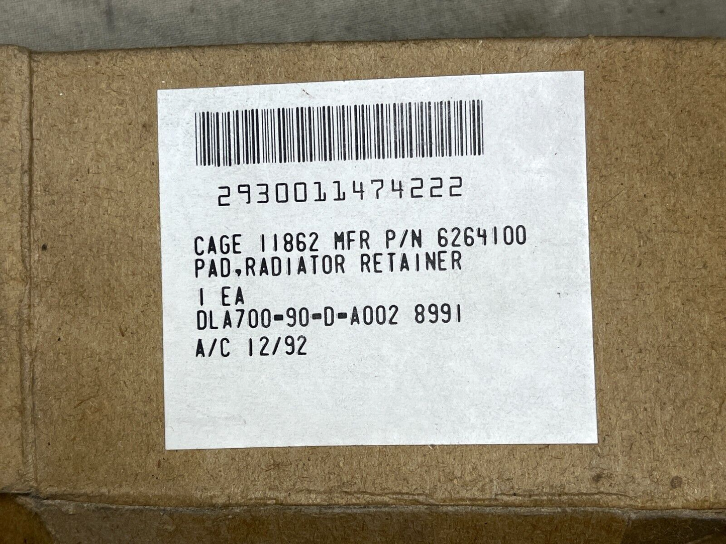 CUCV 6264100 3/8" RADIATOR RETAINER PAD BIG BLOCK 2930-01-147-4222 NOS
