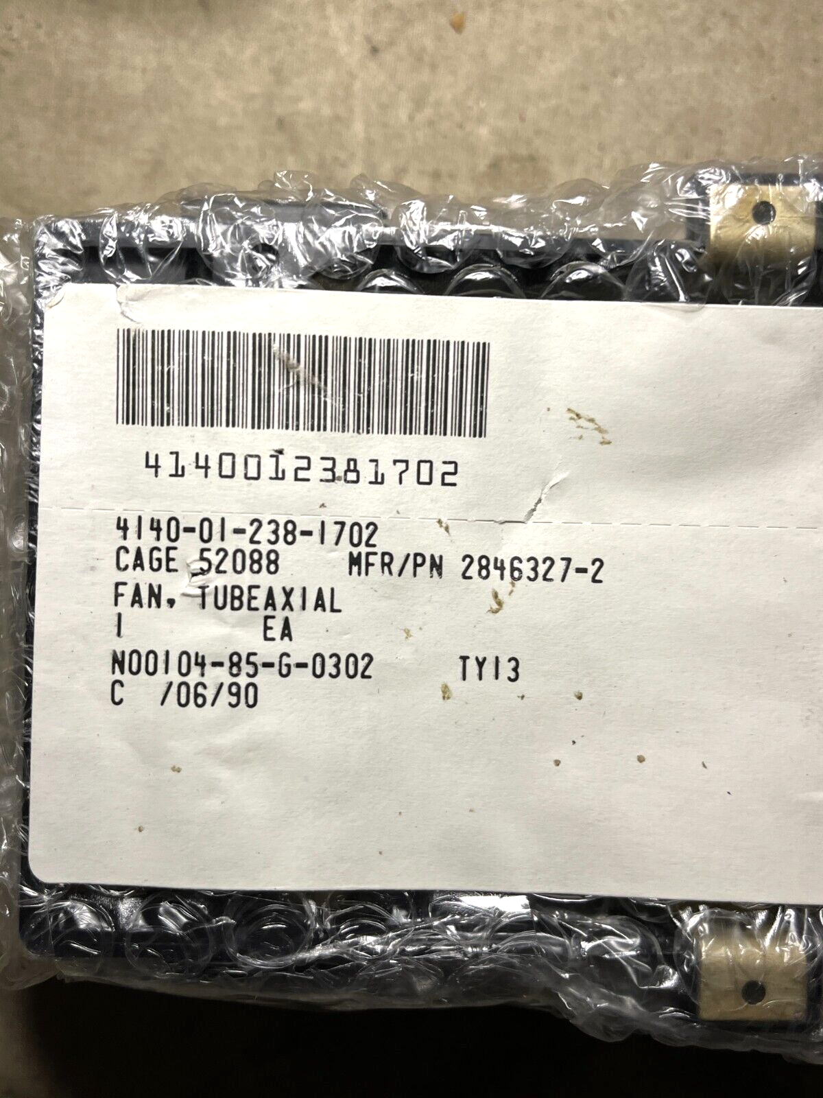 ETRI 2846327-2 115V 10/8W 50/60HZ ELECTRIC MOTOR TUBEAXIAL FAN 4140-01-238-1702