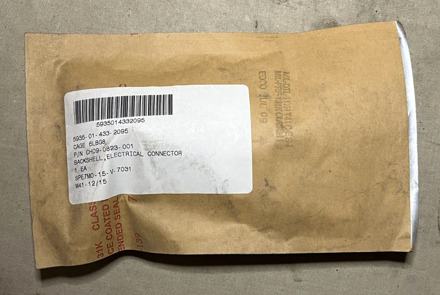 ELECTRICAL CONNECTOR BACKSHELL 6227637 9475370-1 CH09-0823-001 5935-01-433-2095