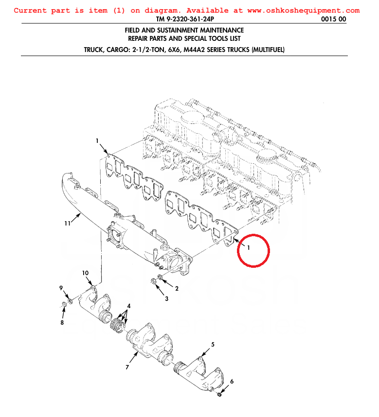 M35A2 M54A2 EXHAUST INTAKE MANIFOLD GASKET COVER LDS465 10935625 5330009086340