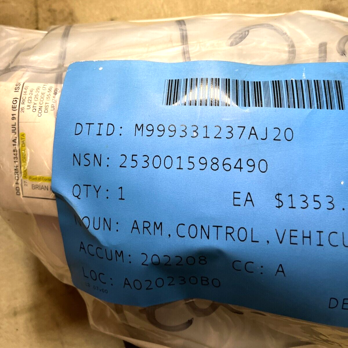 GENUINE GROWLER TRUCK 43014243 VEHICULAR SUSPENSION CONTROL ARM 2530-01-598-6490