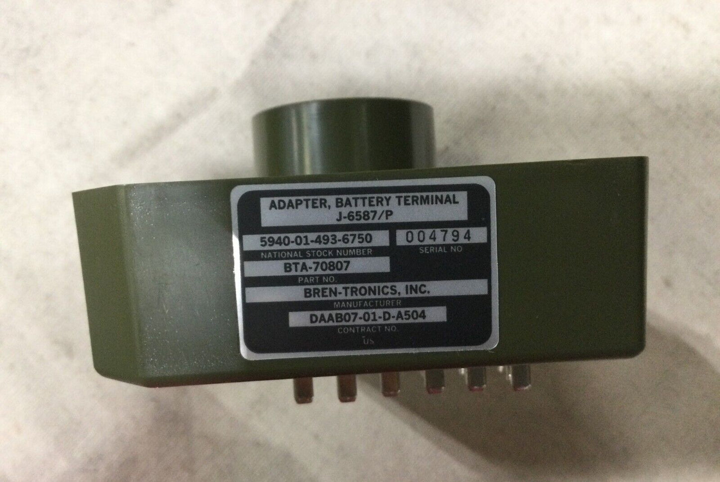 BREN-TRONICS BTA-70807 BATTERY TERMINAL ADAPTER J-6587/P 5940-01-493-6750