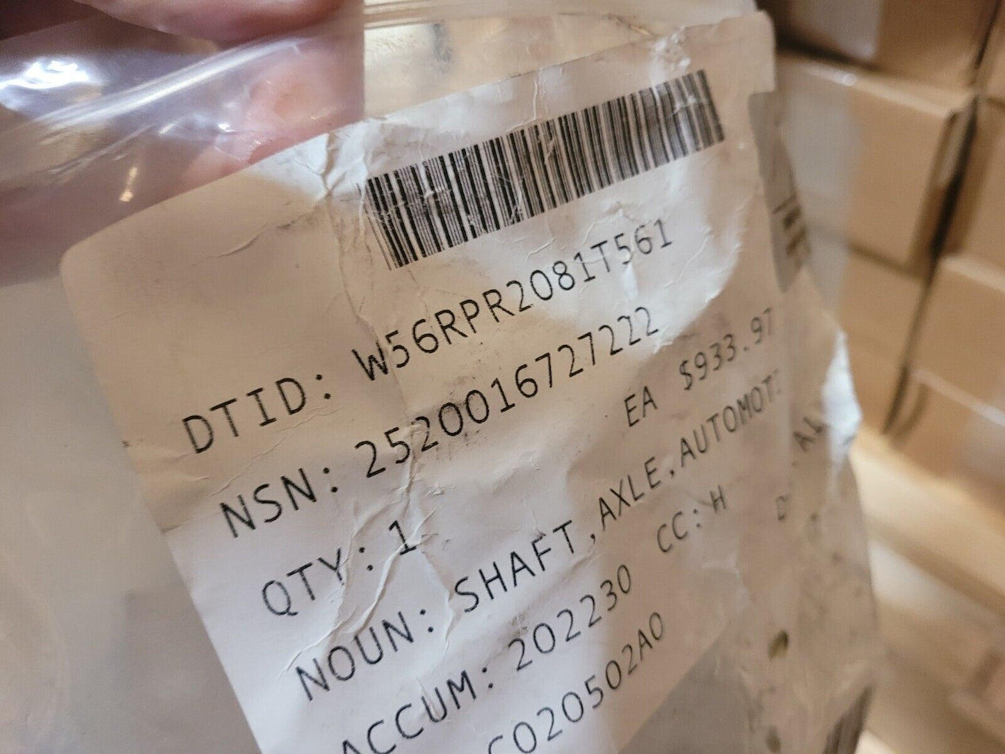 OSHKOSH TRUCK UTILITY TAMCN D00467K SHAFT AXLE AUTOMOTIVE 2520-01-672-7222