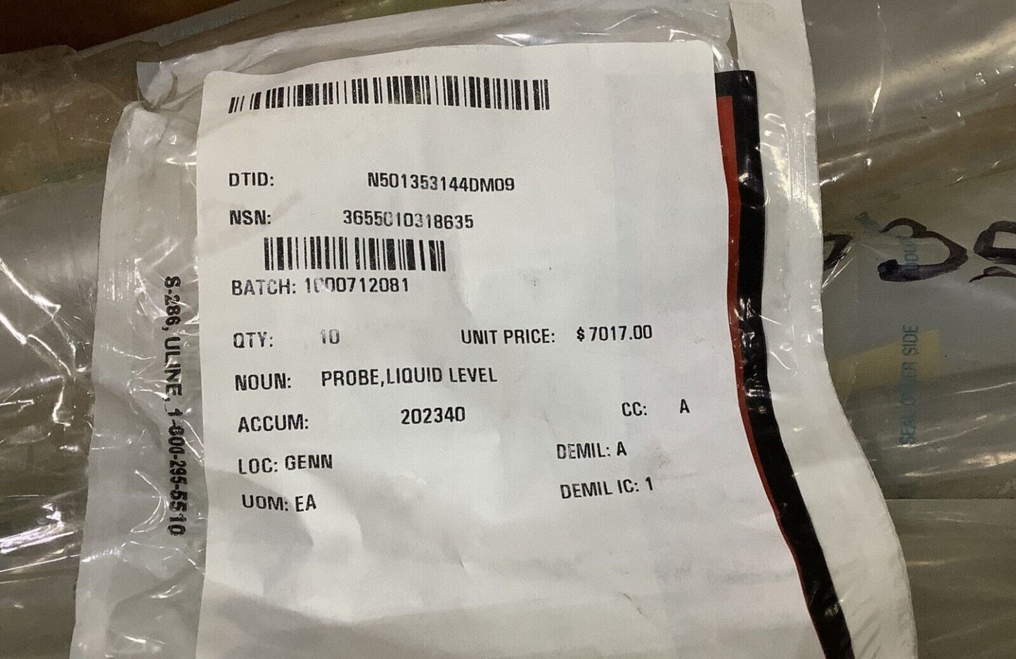 TREADWELL 21-19546MKAL LIQUID LEVEL PROBE 19546MKAL 2119546 3655-01-031-8635