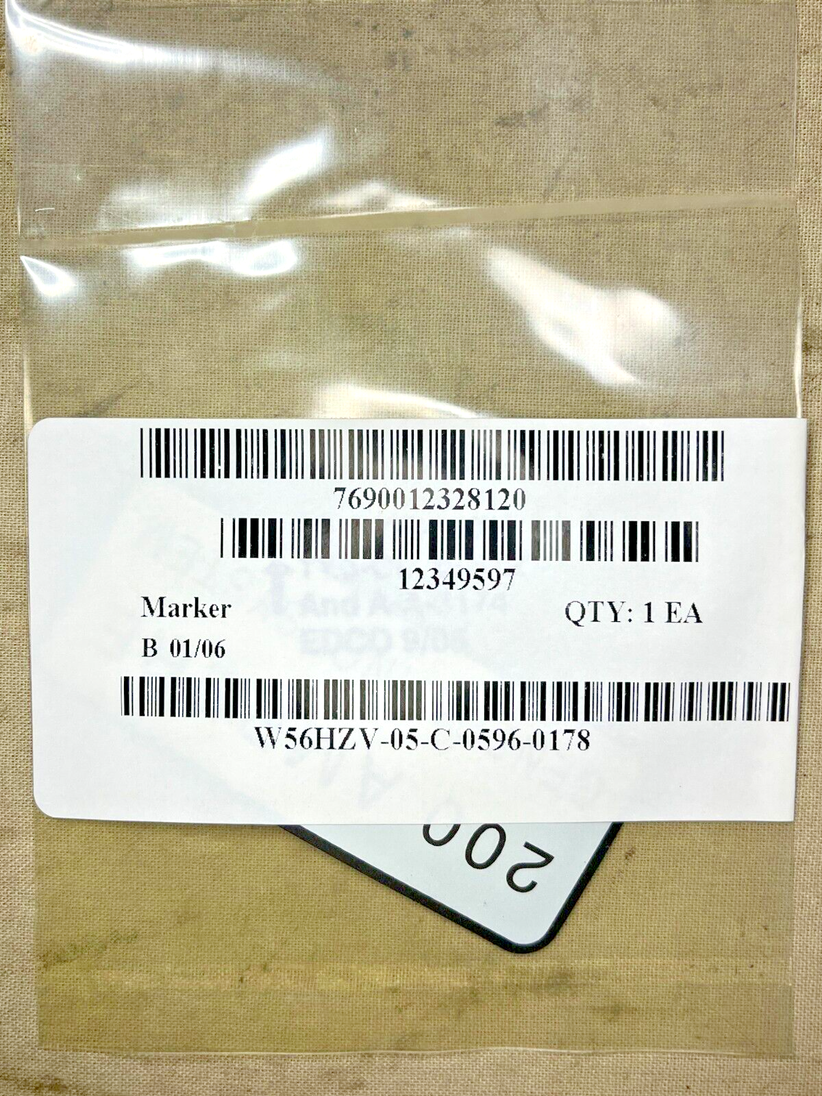 MILITARY M548, M548A1 6 TON 3M 12349597 IDENTIFICATION MARKER 7690-01-232-8120