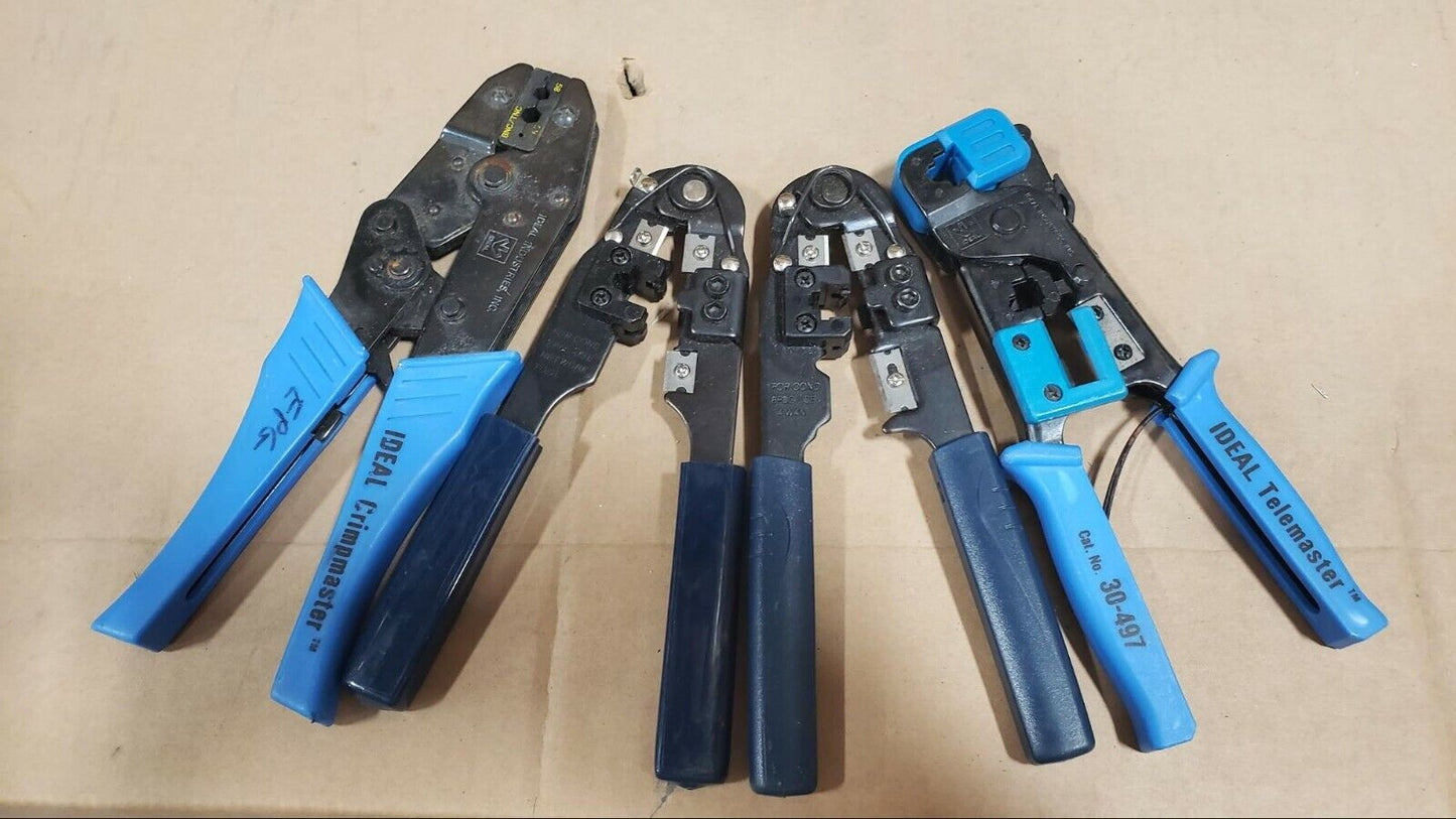 Lot of 4 wire Ideal crimpers Networking tools Industries Telemaster T30-497