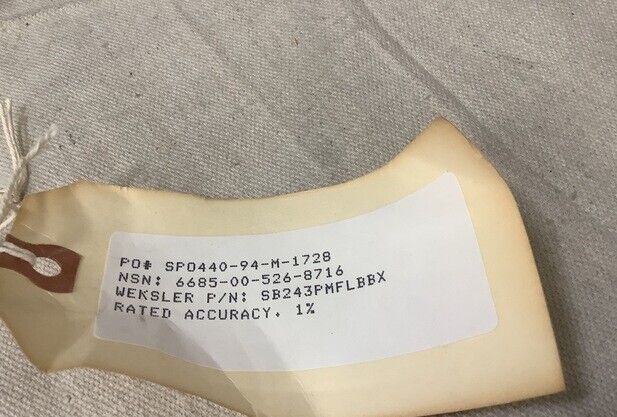 GENUINE WEKSLER SB243PMFLBBX DIAL INDICATING PRESSURE GAUGE 6685-00-526-8716